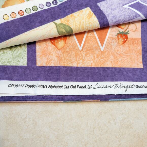 Cotton Fabric Alphabet Poetic Letters 2yds 44in Panel Susan Winget Design - Picture 5 of 16